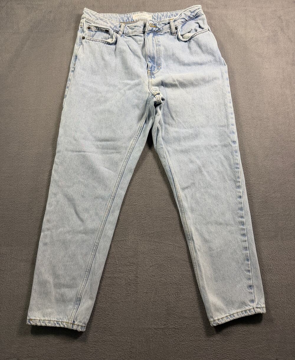 Topshop Mom Jeans Women's Size W32 L30 Light Wash Blue‎ Denim High Rise Fit